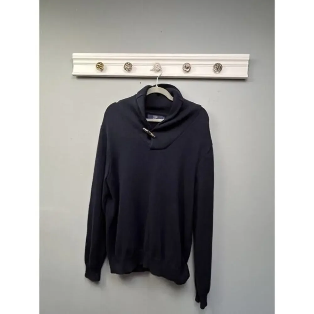 J‎ Crew Sweater Mens Large Blue Toggle Button Pullover Shawl Preppy Casual Knit